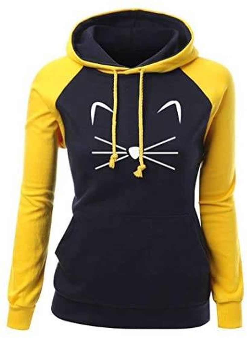 Fashion Blusa de Moletom Feminina Gatinho Meow

