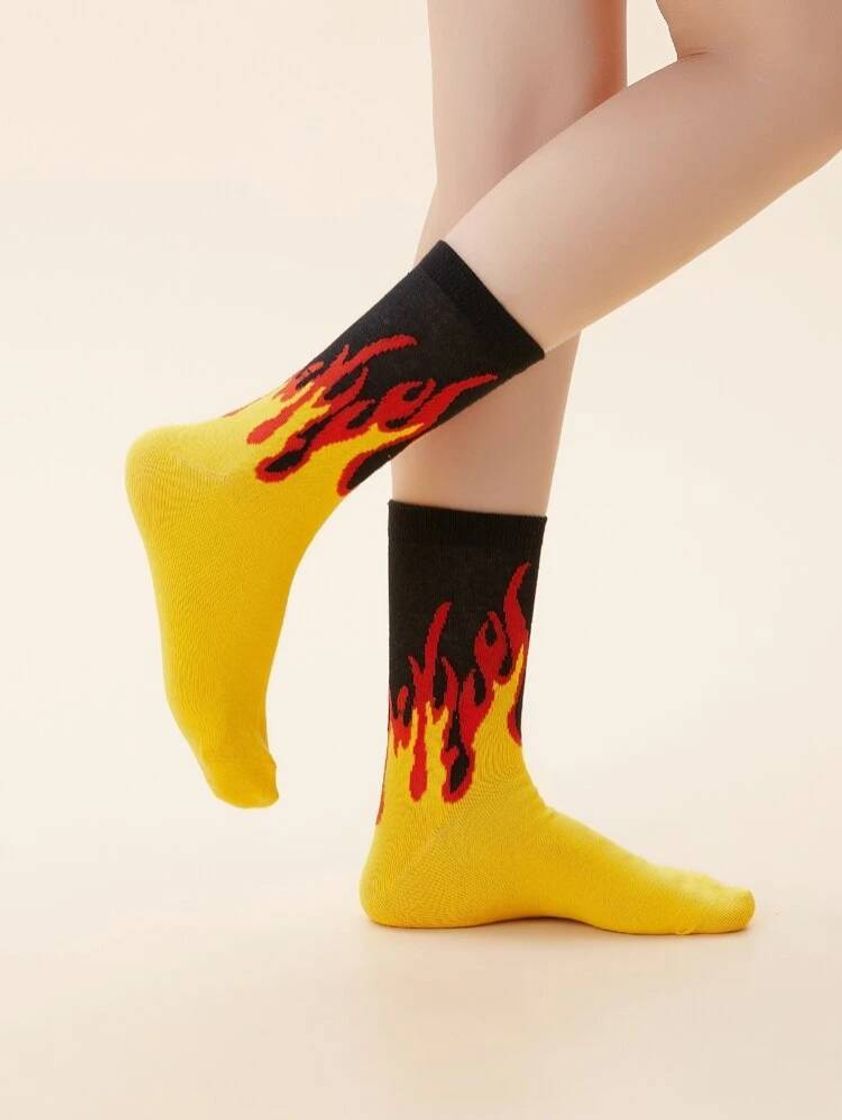 Fashion Meias Flame Pattern

