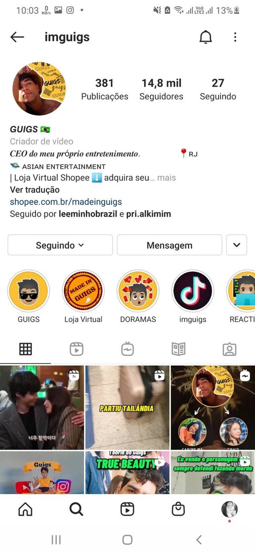 Moda Instagram do Guigs ❤