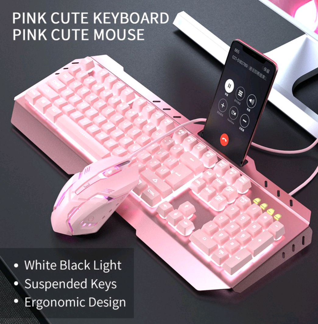 Moda Teclado e Mouse Rosa