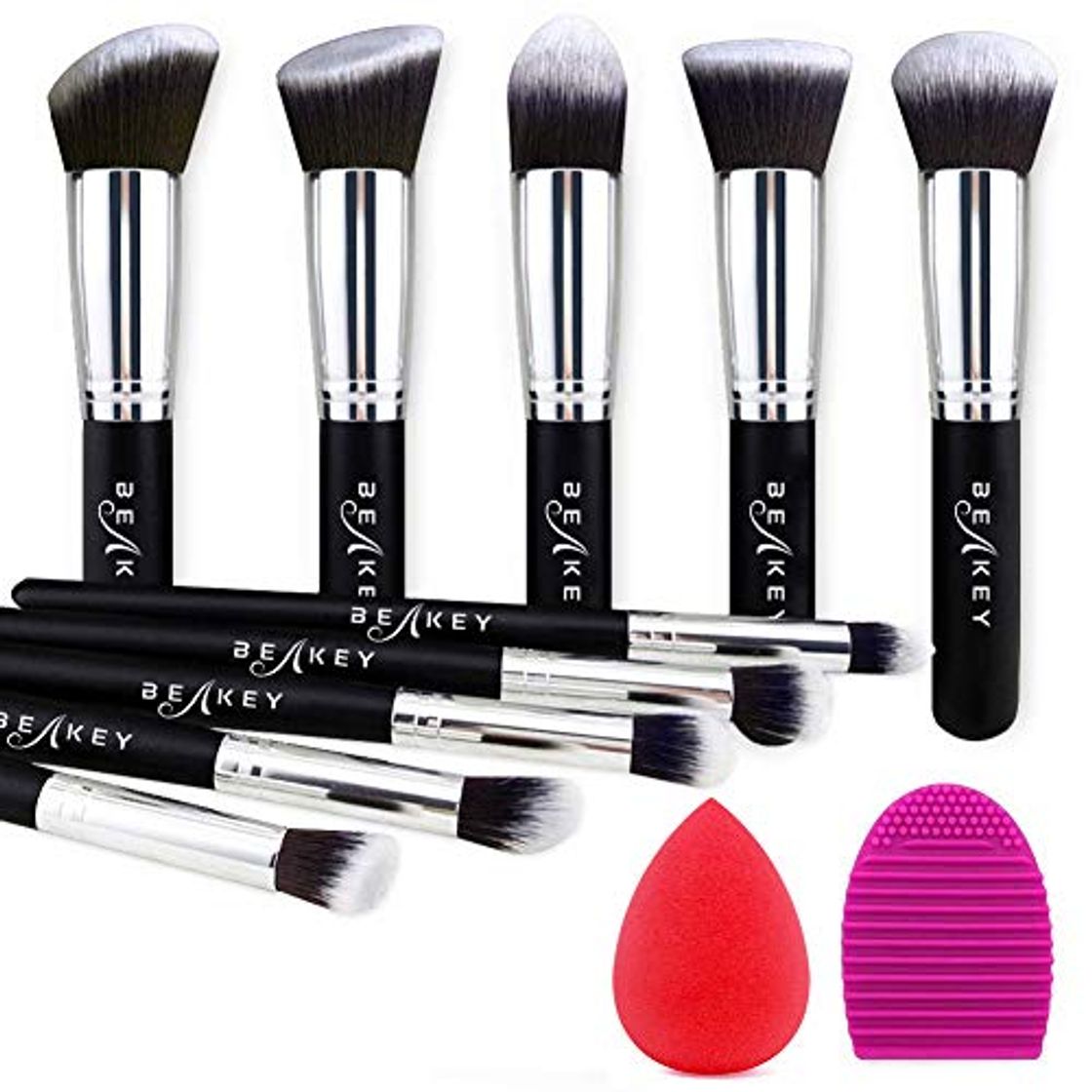 Social BEAKEY Set de Brochas de Maquillaje Profesional, Synthetic Kabuki Premium para Base