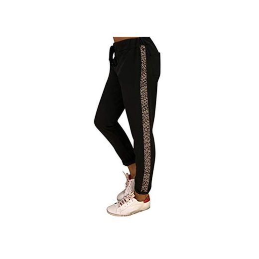 Pantaloni da jogging leopardati da donna Gambali da palestra a pieghe lunghe