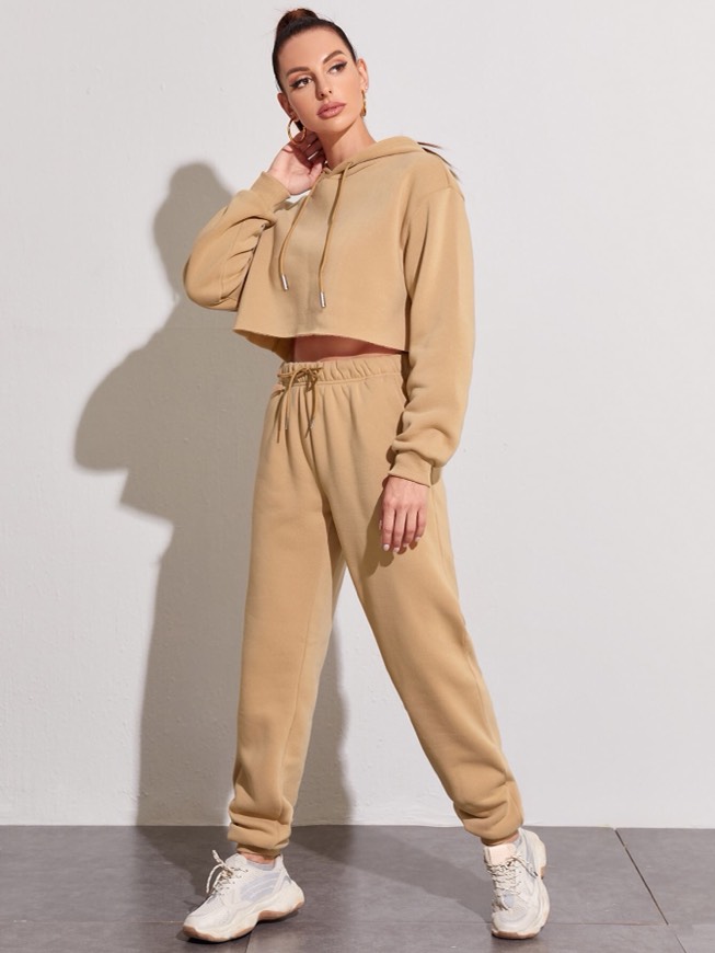 Social Conjunto de moletom cor caqui 