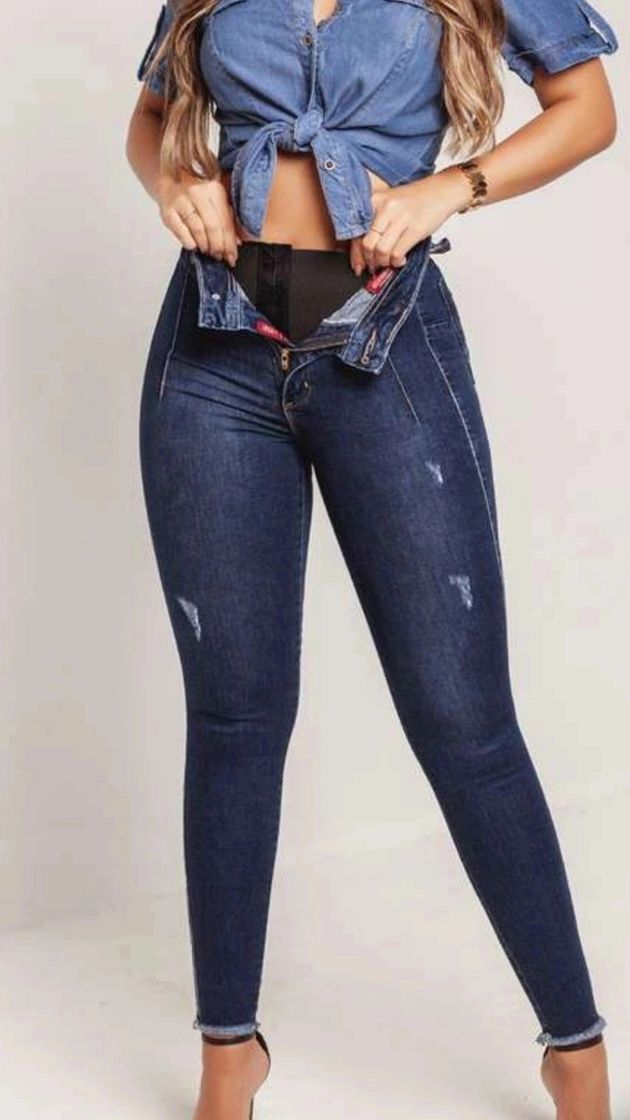 Fashion Calça jeans com cinta 