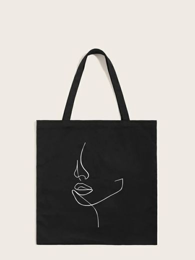 Abstract Figure Print Tote Bag 