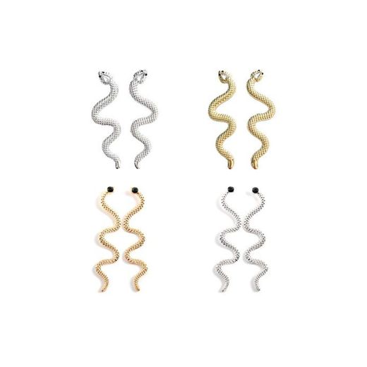 Accesorios de joyería de las mujeres Aretes de serpiente Pendientes largos Oro