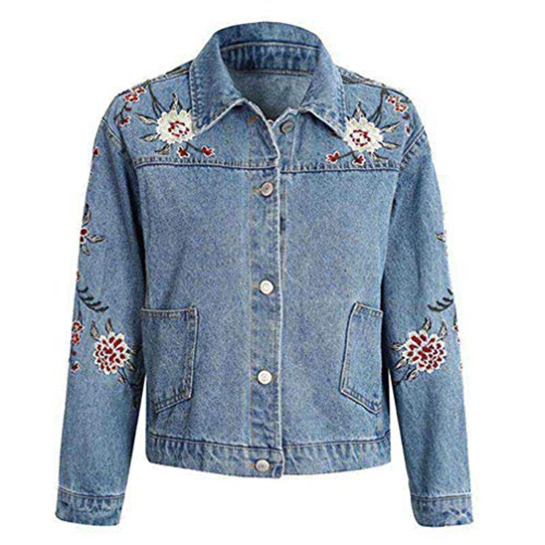 Fashion Mujeres Abrigos de Mezclilla Bordado otoño e Invierno Vintage Manga Larga Floja Jeans Mujer Casual Outwear Casaco Feminino