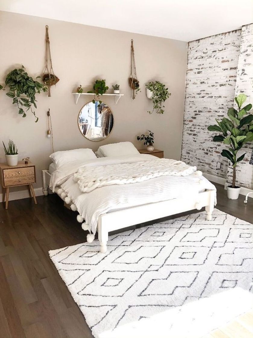 Fashion quarto branco com plantinhas