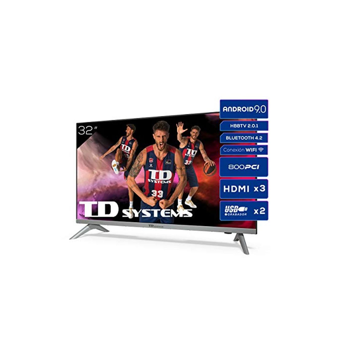 Social Televisiones Smart TV 32 Pulgadas HD Android 9.0 y HBBTV, 800 PCI