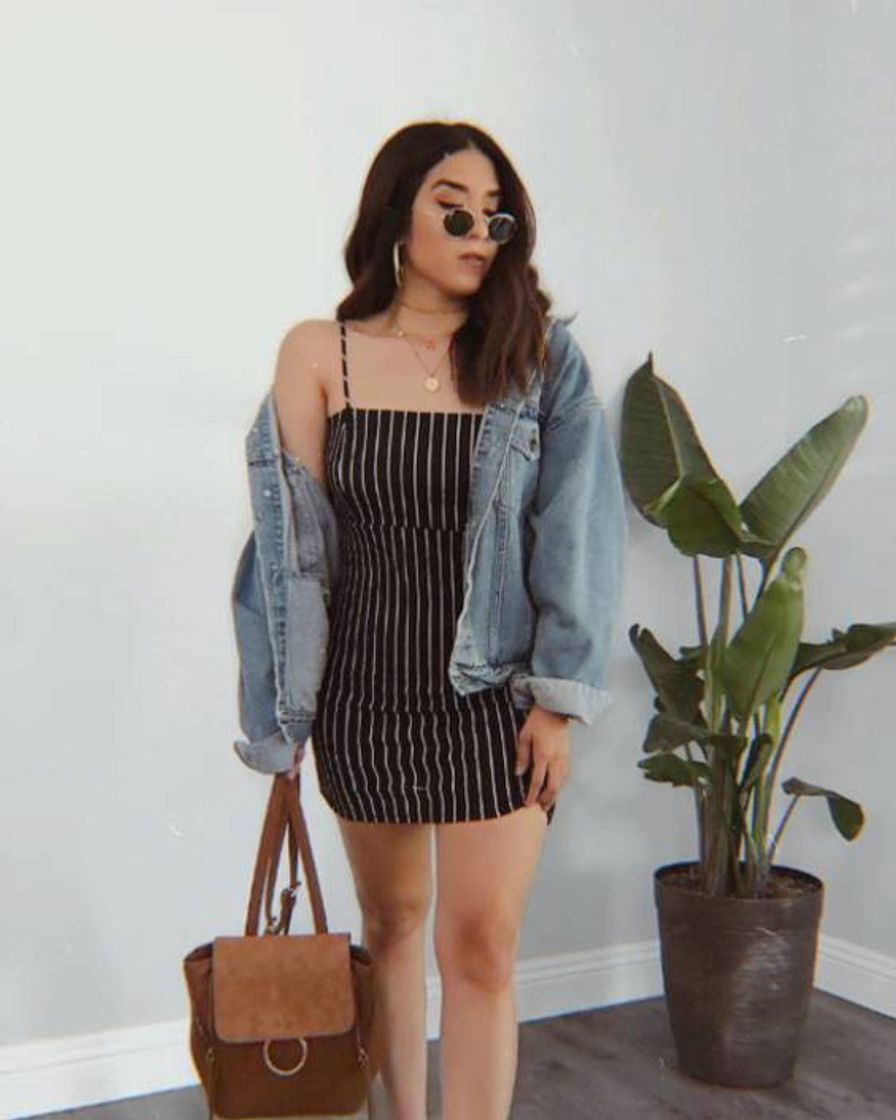 Social Preto Listrado Vestido