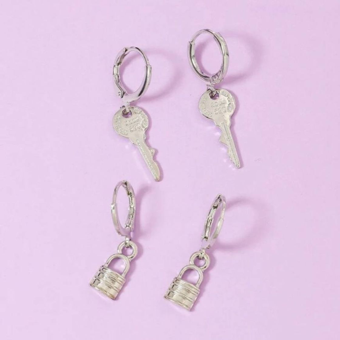 Fashion 2pairs Key Lock Rodada Brincos