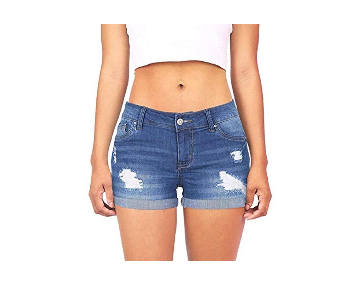 Fashion fczka Pantalones Cortos de Mujer Mujeres Short Waisted Washed Ripped Hole Short