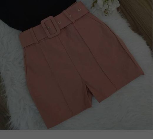 Shorts Bengaline Com Cinto Rose | lojas mayara lira shop