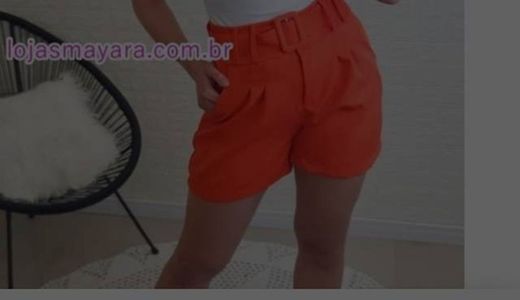 Shorts Alfaiataria c/ Cinto - Laranja | lojas mayara lira shop