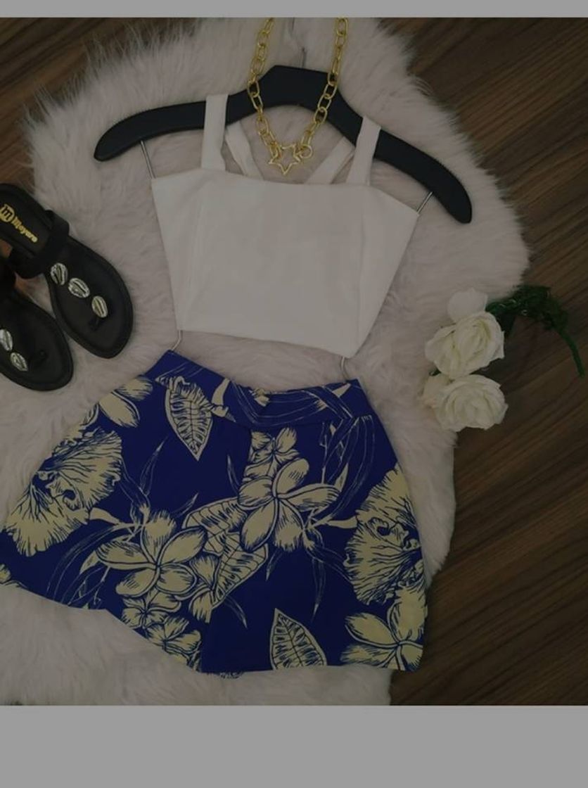 Fashion Conjunto Shorts e Cropped Azul e Branco | lojas mayara lira shop