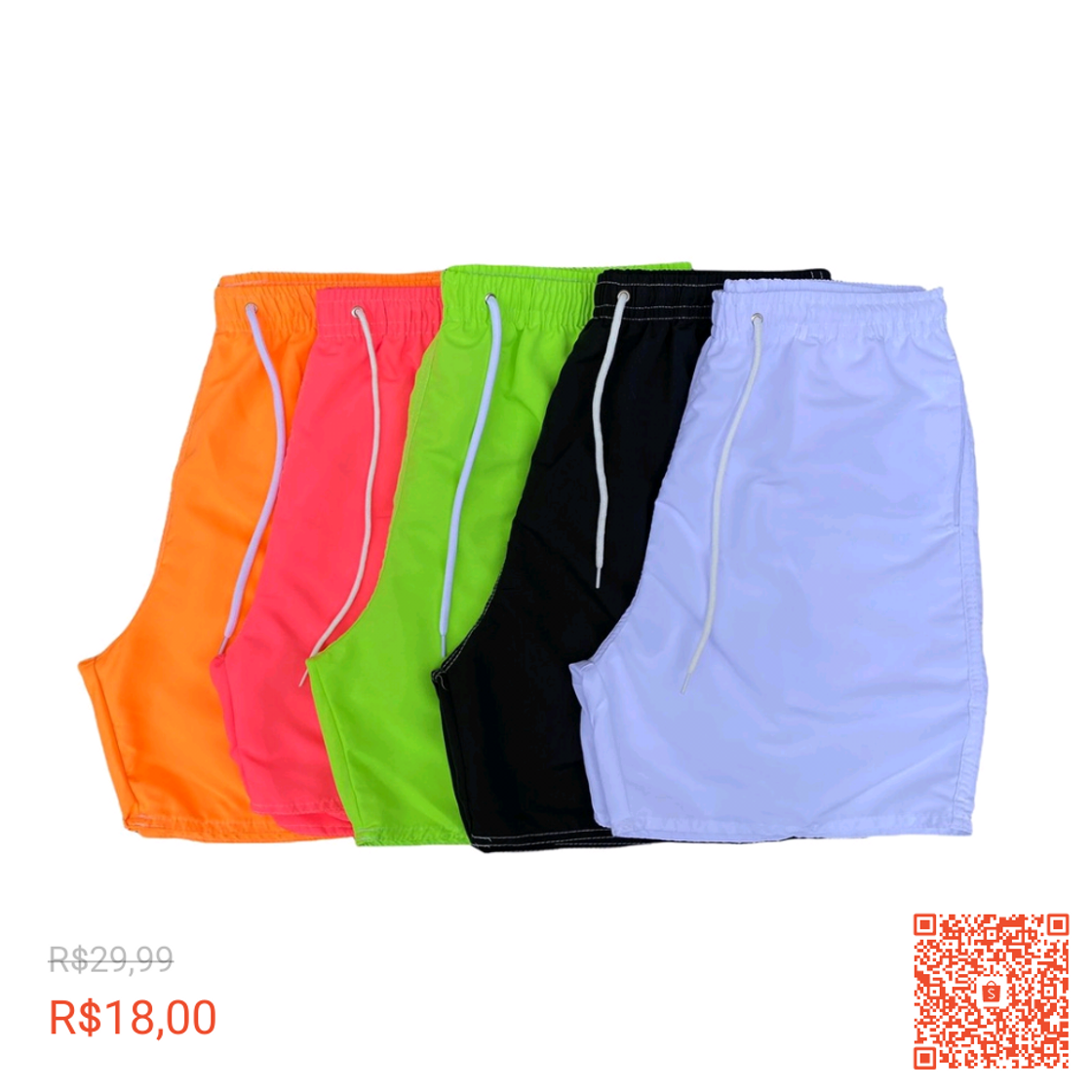 Fashion Short Masculino Mauricinho Neon Tactel Moda Praia 