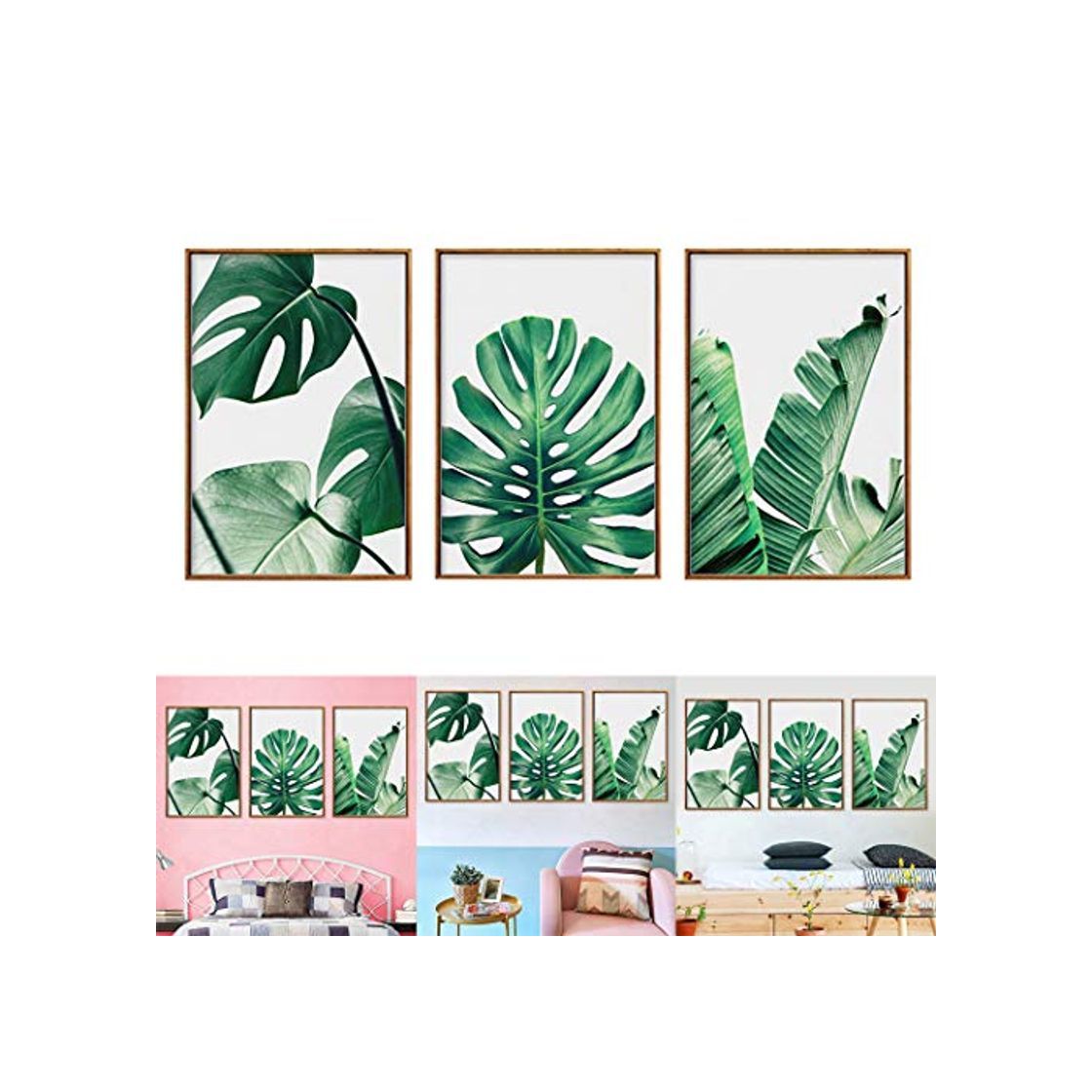 Social JUSTDOLIFE 3 Piezas Pintura Mural Conjunto Hojas Fotos De La Pared Que