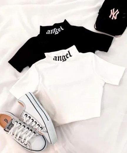 Cropped gola alta angel