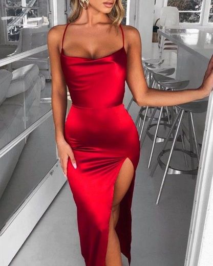 Vestido de seda vermelho 