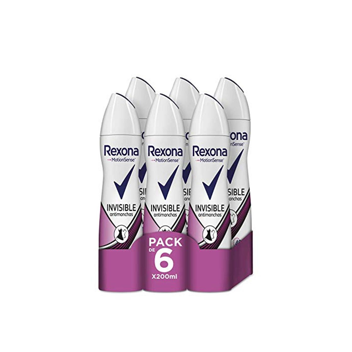 Productos Rexona Desodorante Antitranspirante Invisible en ropa blanca y negra - Pack de