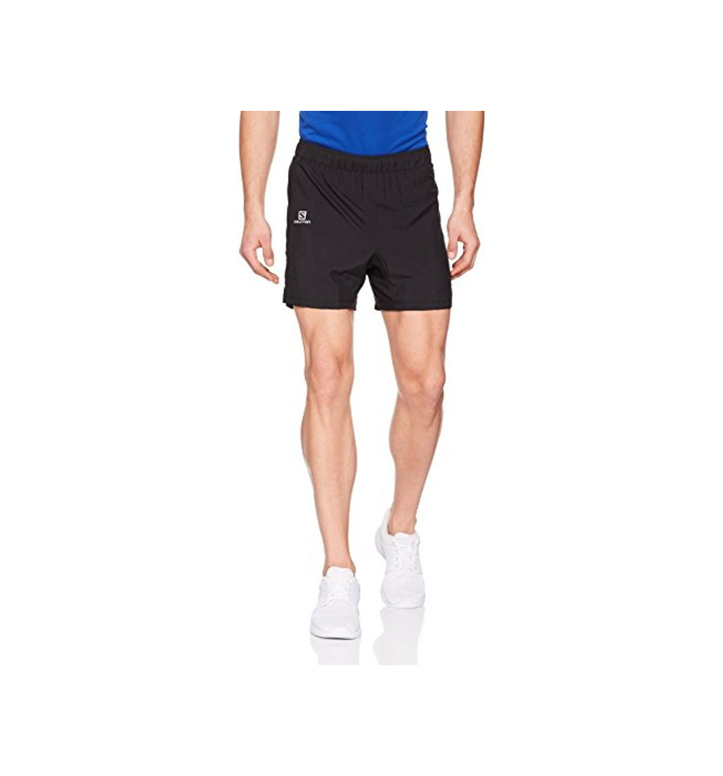 Fashion Salomon Shorts para running, AGILE 5", tafetán, negro, hombre, talla