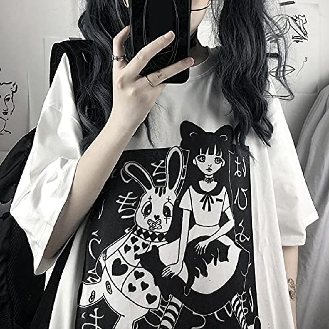 Moda WRYIPSF Oversize ​Street Clothes Harajuku Aesthetic Gothic Punk Cartoon Short Sleeve O