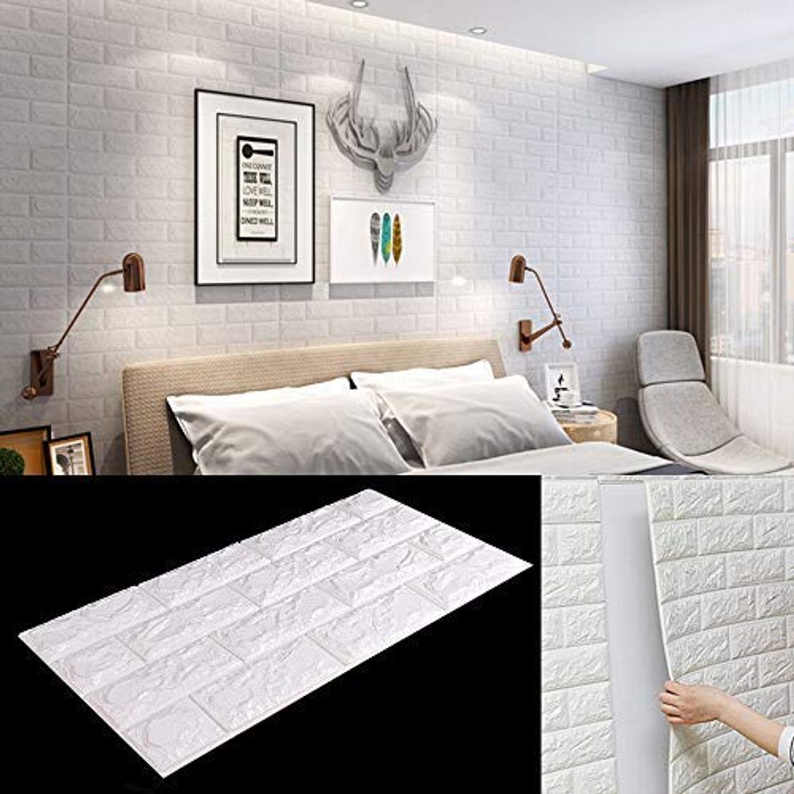 Product MorNon 3D Papel Pintado 3D Paneles PVC Pared Autoadhesiva Paneles De Pared Adhesivo De Pared De Ladrillo para Un Espacio Hogareño Seguro para La Familia 10Pcs