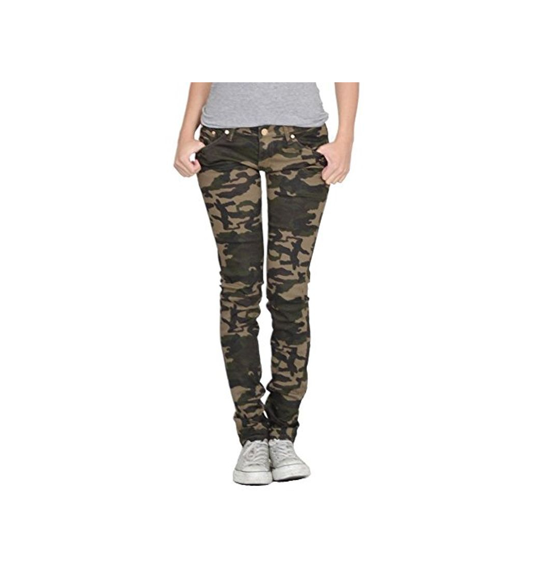 Fashion miss anna Pantalón Camuflado de Cintura Baja Estilo Slim Skinny para Mujer