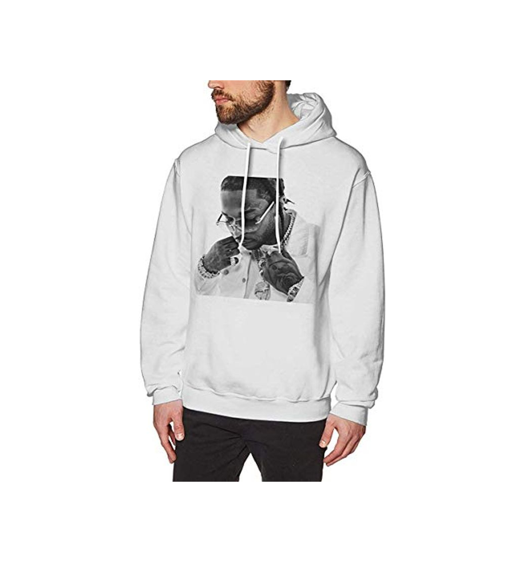 Moda Pop Smoke Casual Men's Long Sleeve Sports Hoodie White