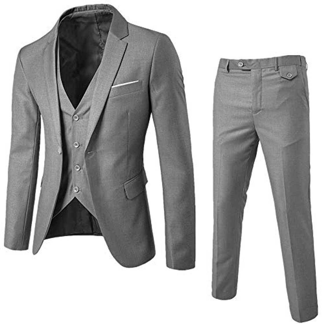 Social Traje de 3 Piezas con Chaqueta, Chaleco y Pantalones para Hombre, Slim