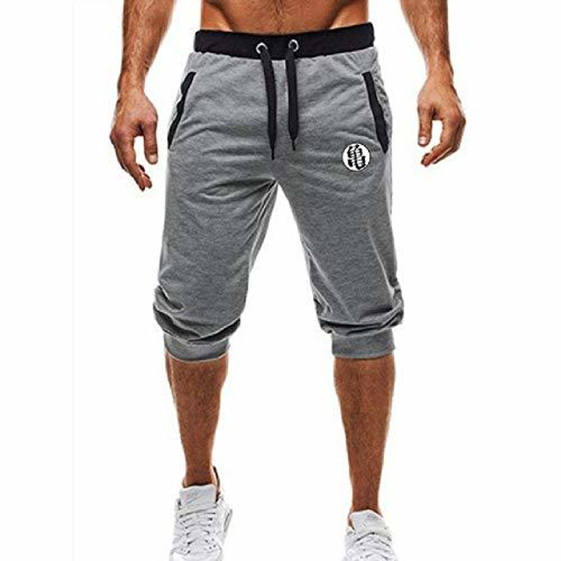 Fashion Pantalones de los Hombres Deportes Casual Apretado Suave 3/4 Moda Pantalones de