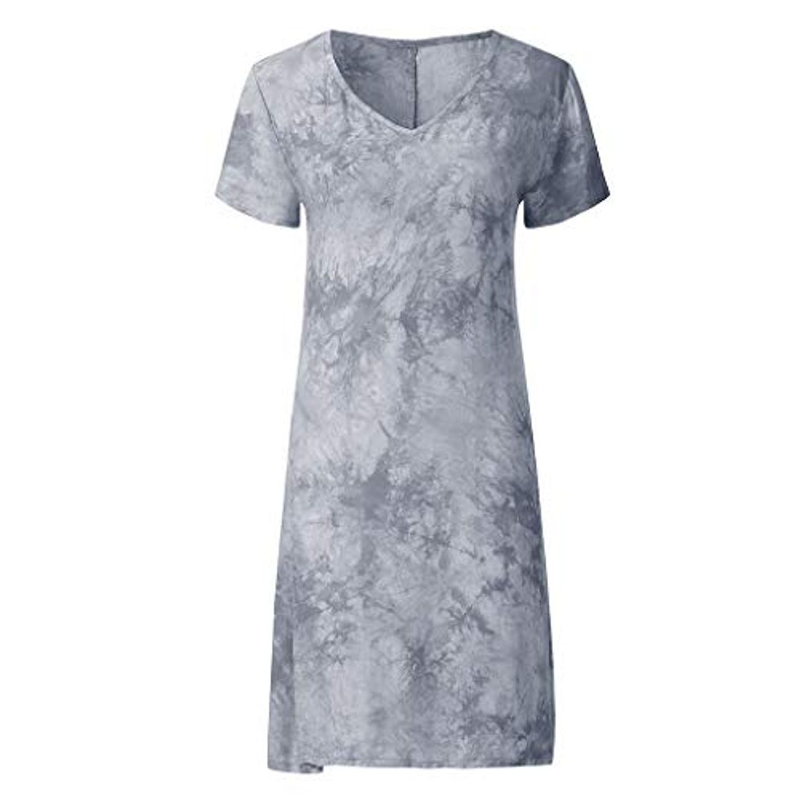 Place Vestido Vestidos Verao Mujeres Verano Casual Sólido Manga Corta Vestido Crew Cuello