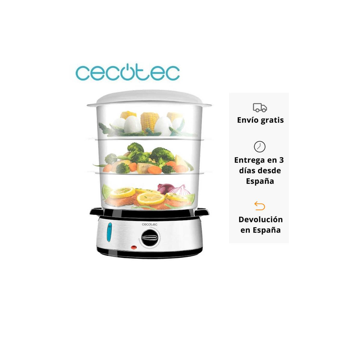 Product Cecotec Vaporera eléctrica Vapovita 3000 INOX con 800 W