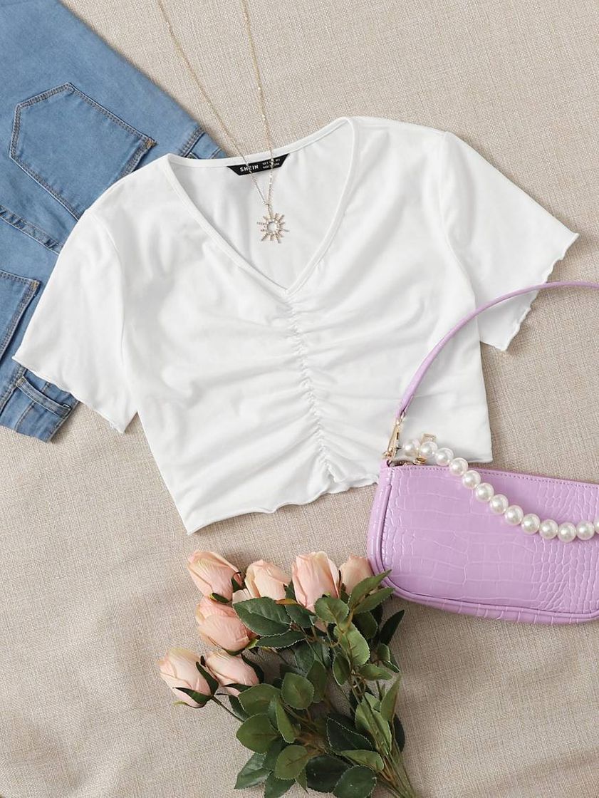 Social Shein Camiseta Branca tubo simples