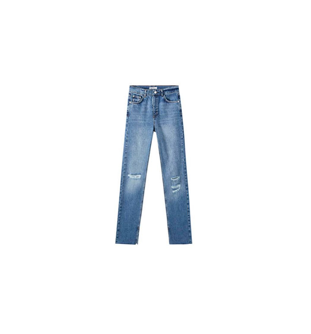 Fashion Jeans tiro alto azules aberturas