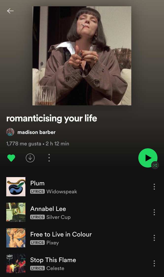 Canciones Romanticising your life