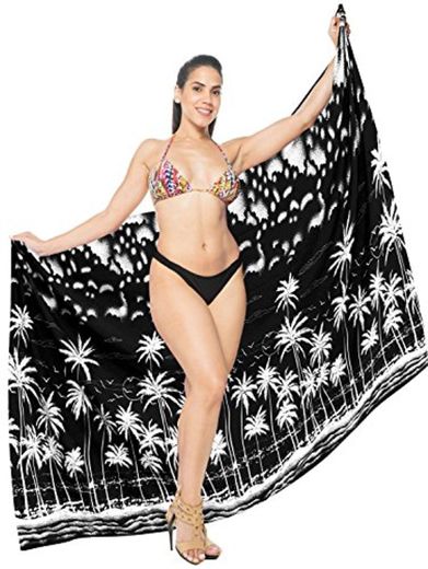 LA LEELA Pareo Ropa de Playa Bikini Encubrir Las señoras para Mujer del Traje de baño del bañador del Traje de baño Halloween Negro