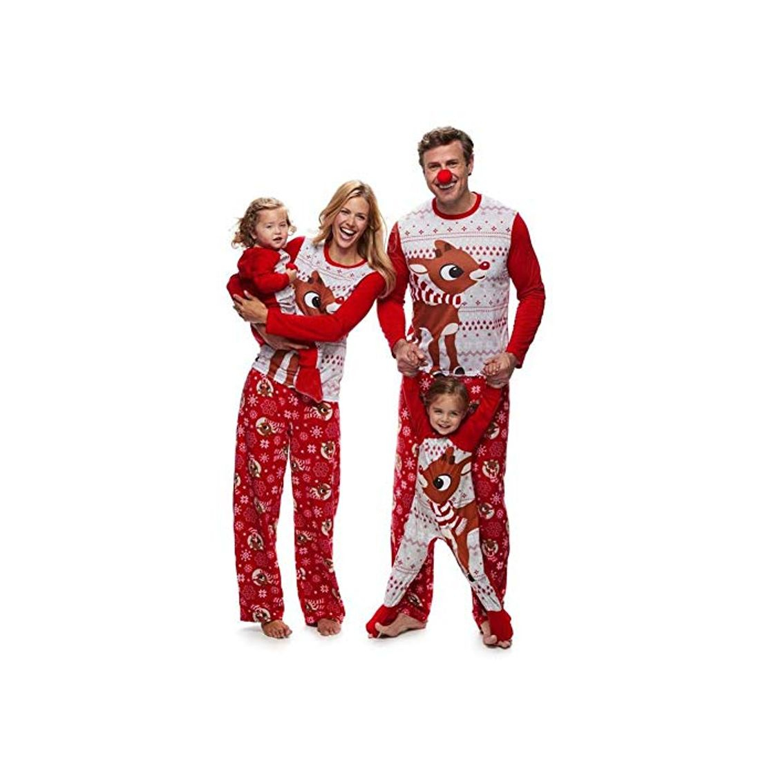 Fashion Pijamas de Navidad Familia, Ropa de Noche Homewear Algodón Camisas de Manga