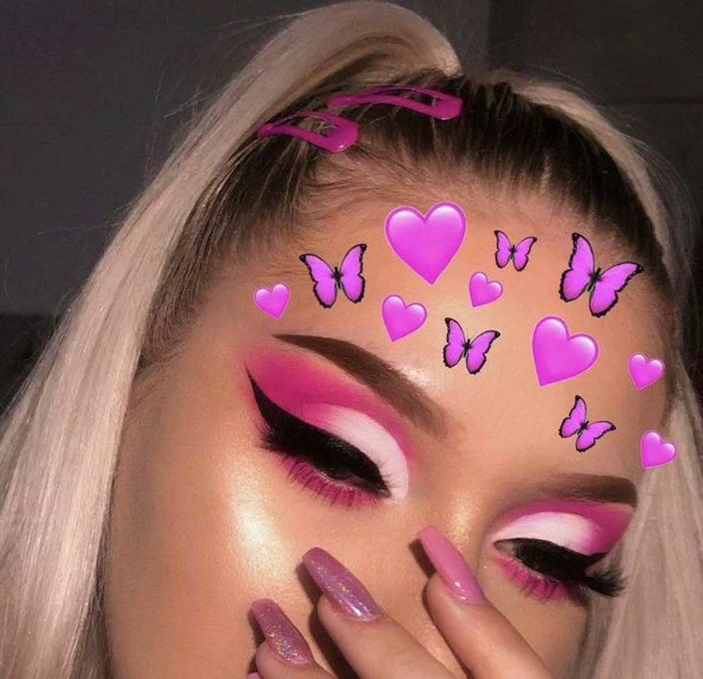 Social Maquiagem rosa com branco 💖✨