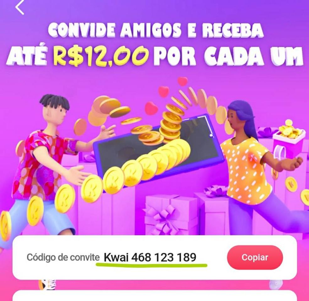 Moda Use meu código no Kwai e comece GANHANDO 💸💰