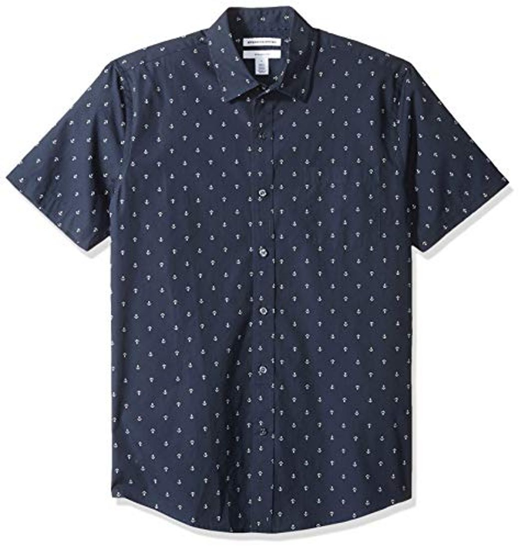 Moda Amazon Essentials - Camisa de manga corta y corte entallado con estampado