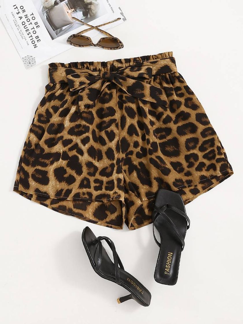 Fashion Shorts leopardo com cinto