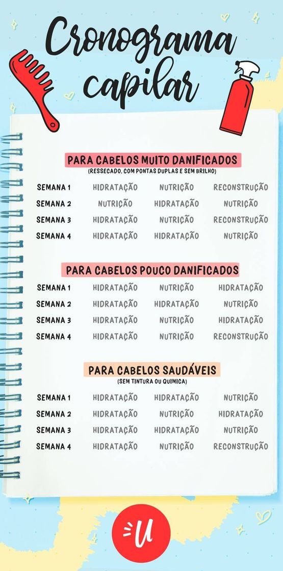 Moda Cronograma capilar calendário