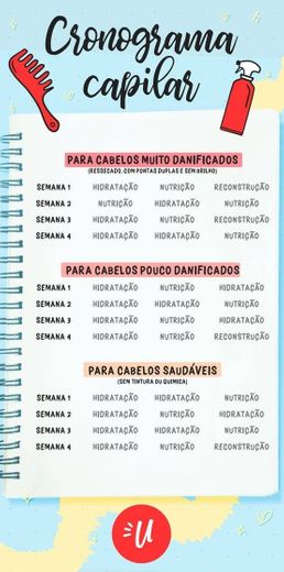 Cronograma capilar calendário