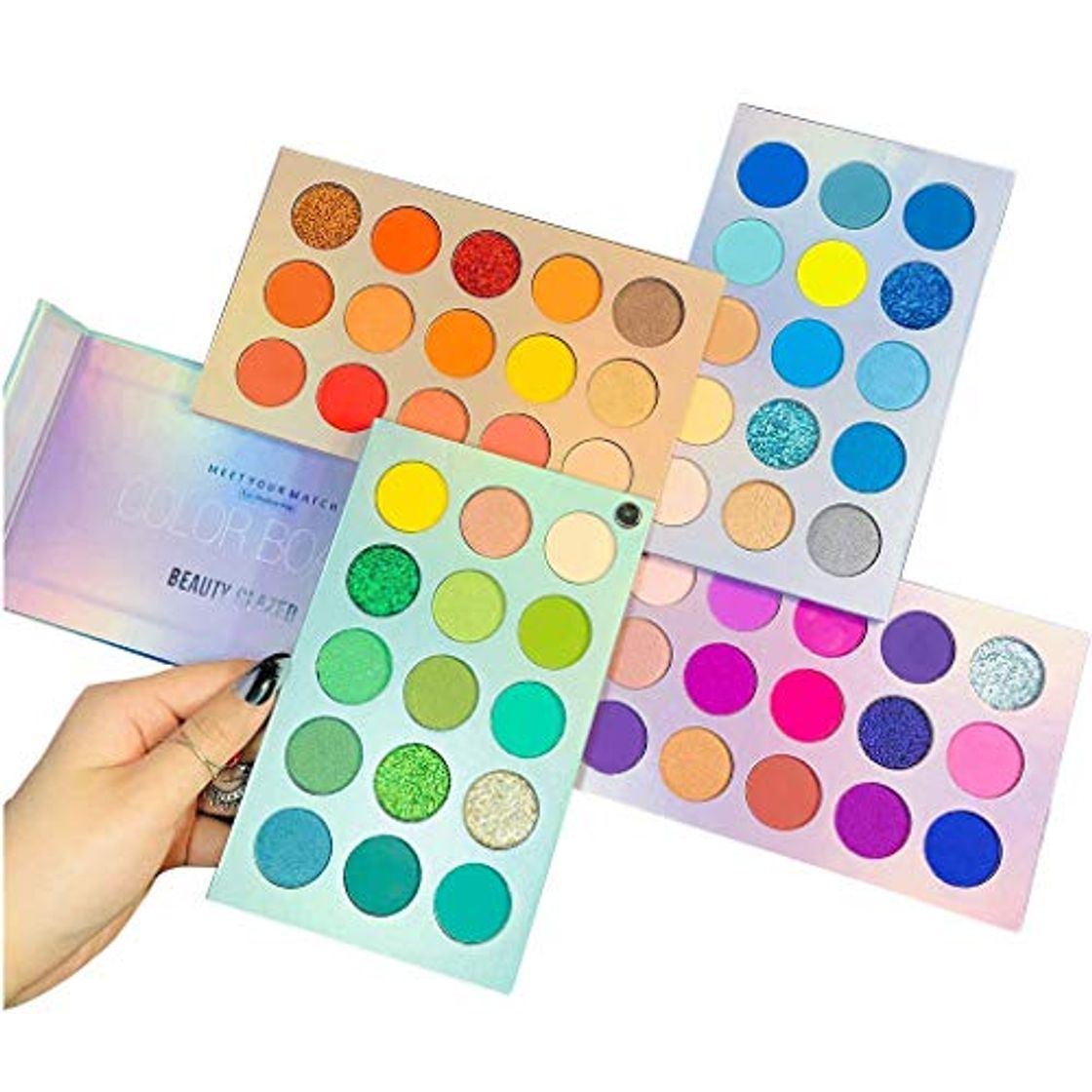 Social Beauty Searcher 60 colores Paleta de sombras de ojos 4 en 1 Paleta de colores Paleta de maquillaje Alto pigmentado Color brillante Desnudo Brillo Mate Brillo Crema Paletas de sombras de ojos
