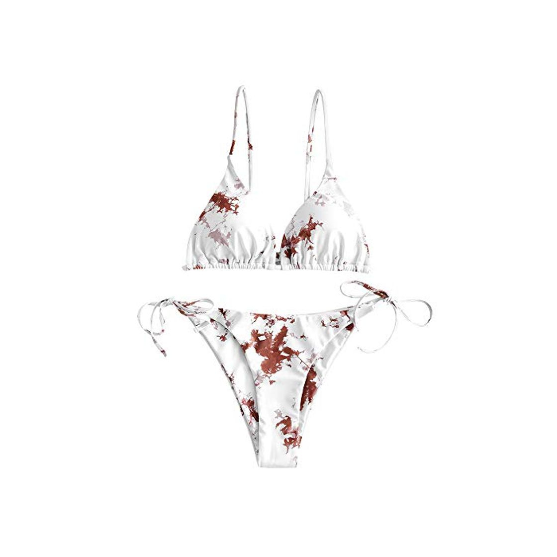 Fashion ZAFUL Bikini de triángulo para mujer de Tie Dye Blanco M