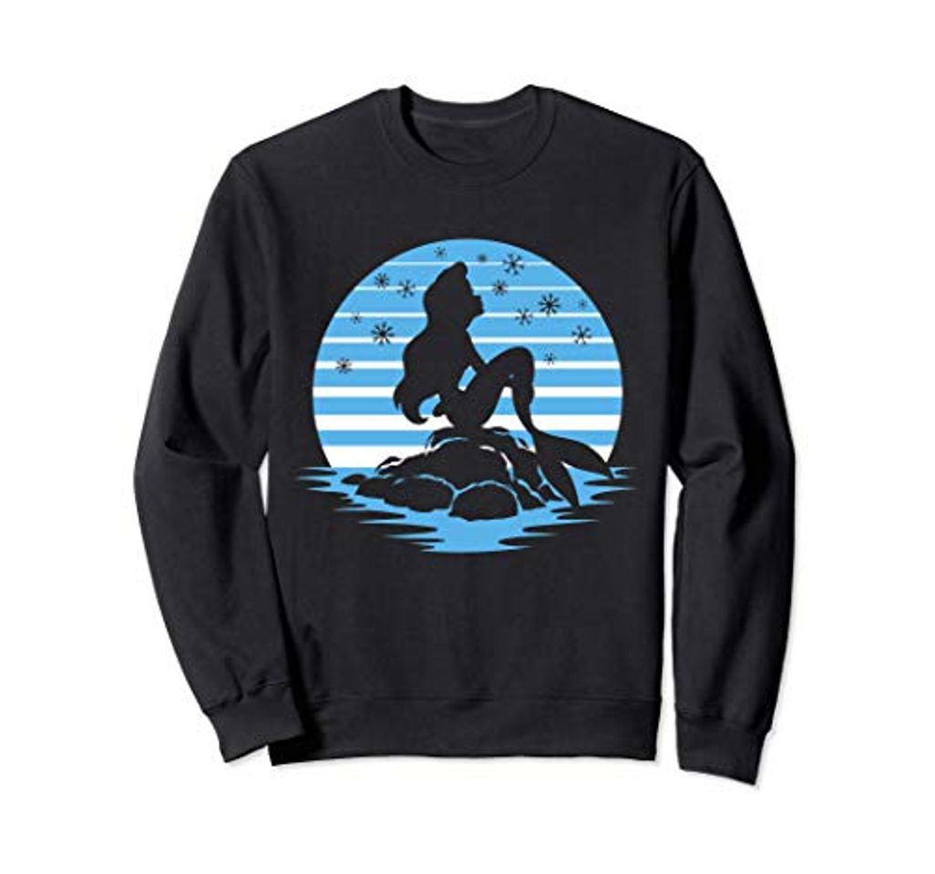 Moda Disney Princess Ariel Blue Snowflake Holiday Silhouette Sudadera