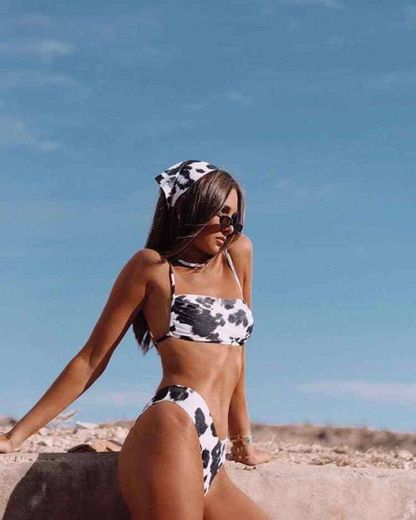 heekpek Bikini a Rayas Mujer Top Push Up Relleno Braga con Lazos Traje de Baño Playero Bañador de 2 Piezas Biquini Playa Tallas Grandes