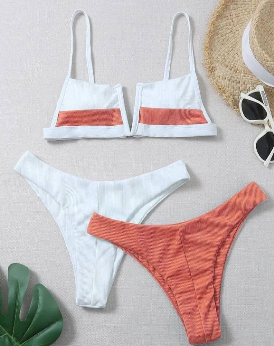 Social 3pack Color Block Rib V Wired Bikini Maiô

