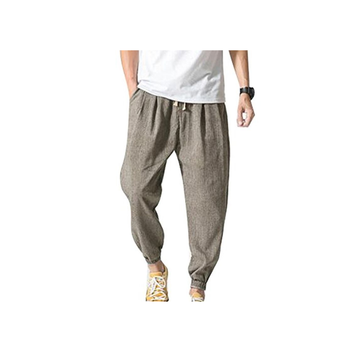 Fashion JiXuan Algodón Lino Pantalones Harem Casual Hombres Jogger Pantalones Hombres Pantalones de Fitness Estilo Chino Tradicional Harajuku